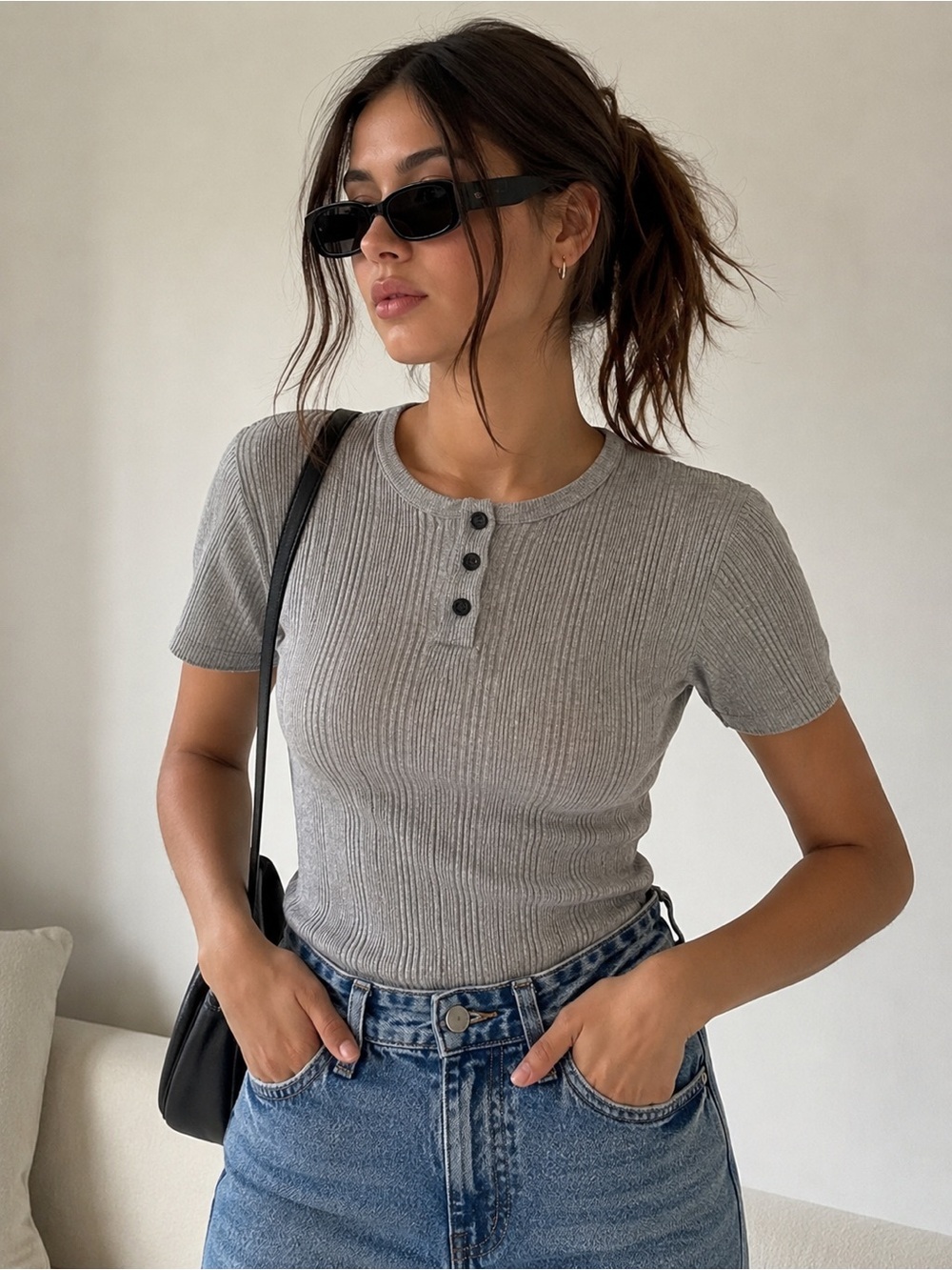 Vintage Moss Henley Tee Shirt Size Medium Y2K